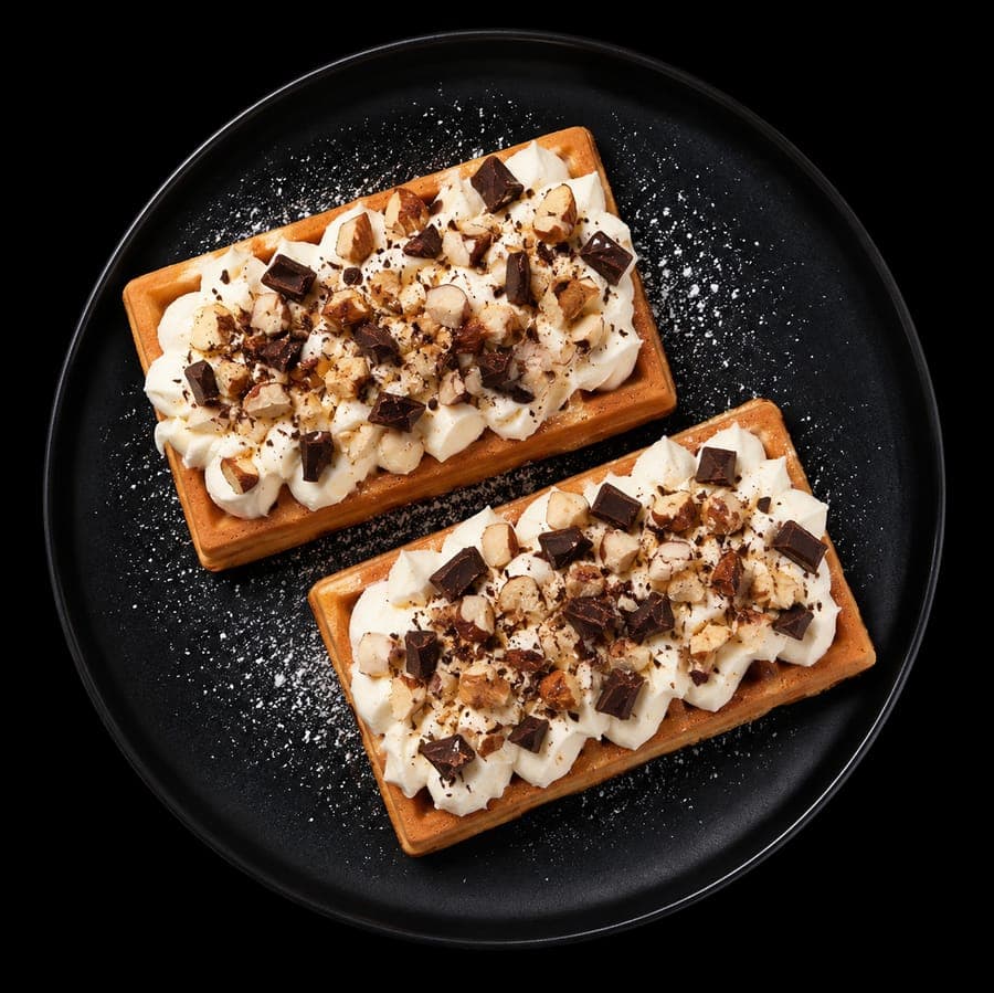 A beautifully plated Bella&Bona signature waffle
