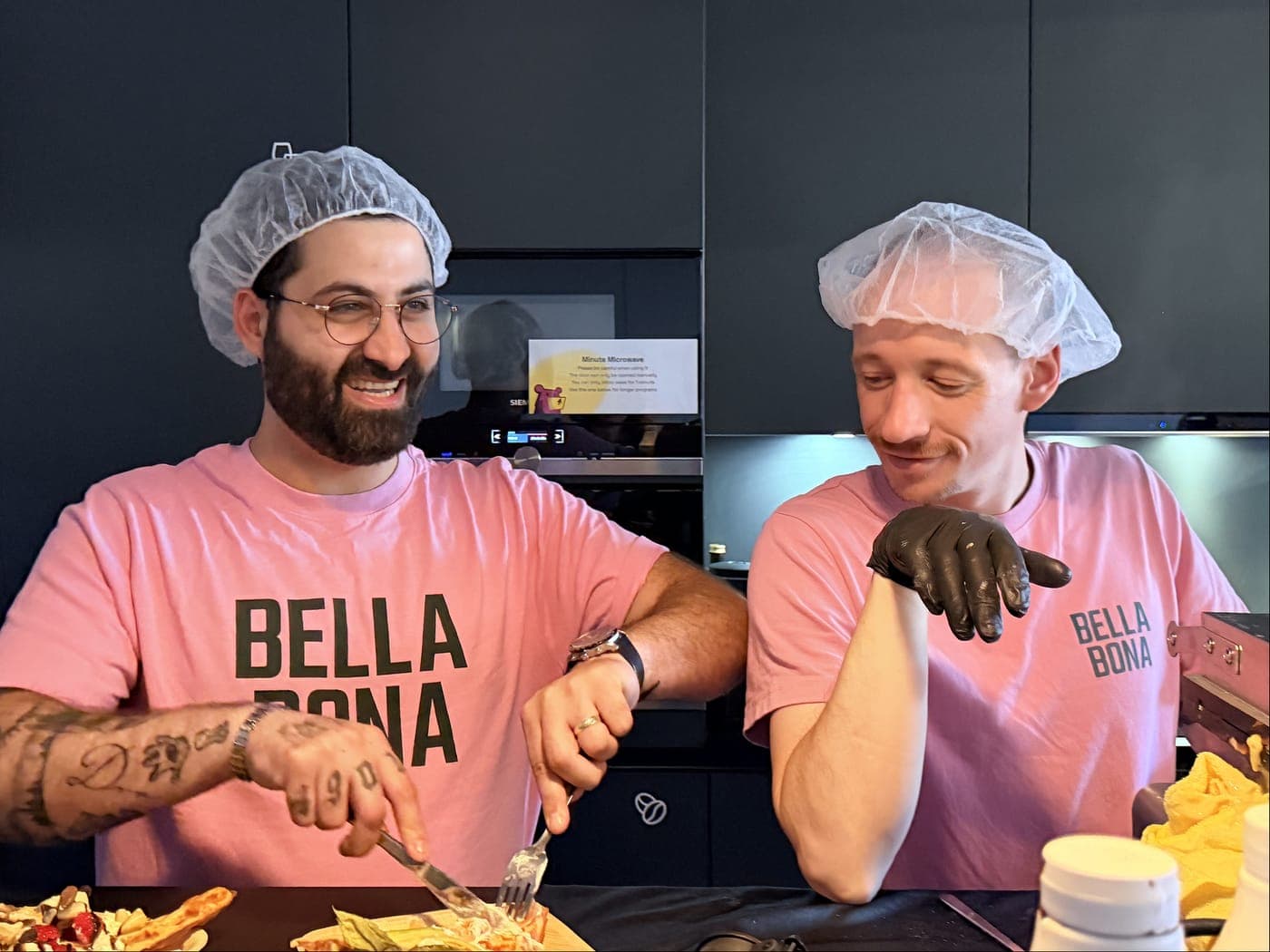 Behind the scenes: the Bella&Bona team pouring batter onto hot waffle irons